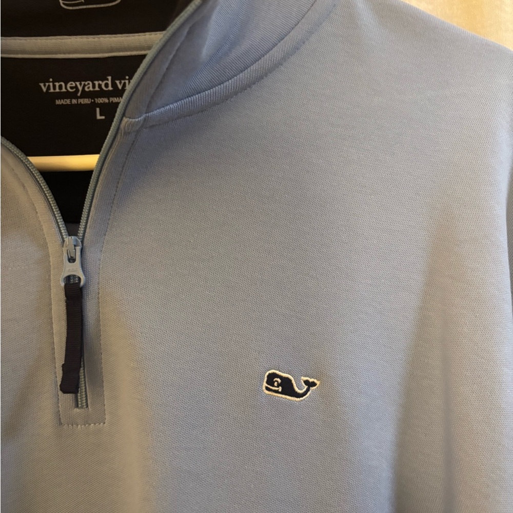 Vineyard Vines Men's Light Blue Zip-Up Sweater - Picture 2 of 3